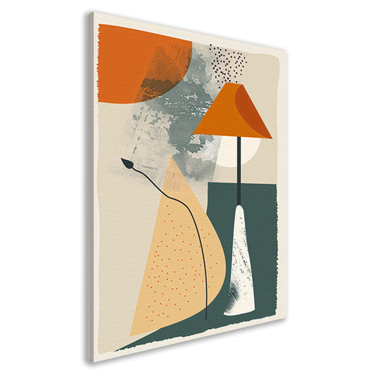 Abstract Lamp met Plant in Aardekleuren canvas