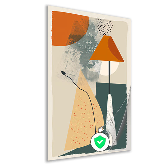Abstract Lamp met Plant in Aardekleuren poster