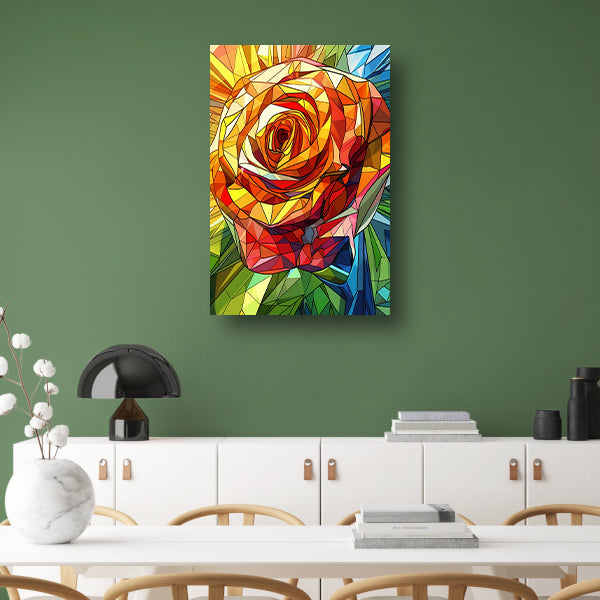 Abstract kleurrijk schilderij van een roos canvas