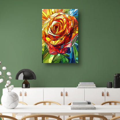 Abstract kleurrijk schilderij van een roos canvas