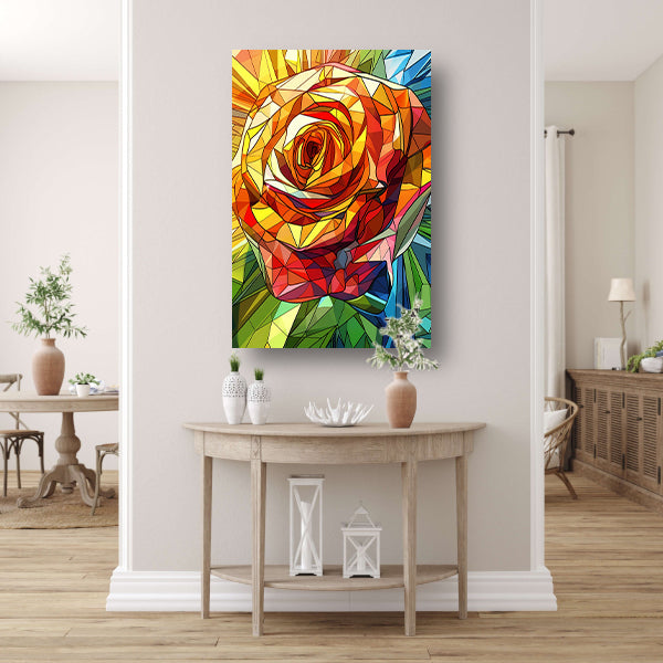 Abstract kleurrijk schilderij van een roos canvas