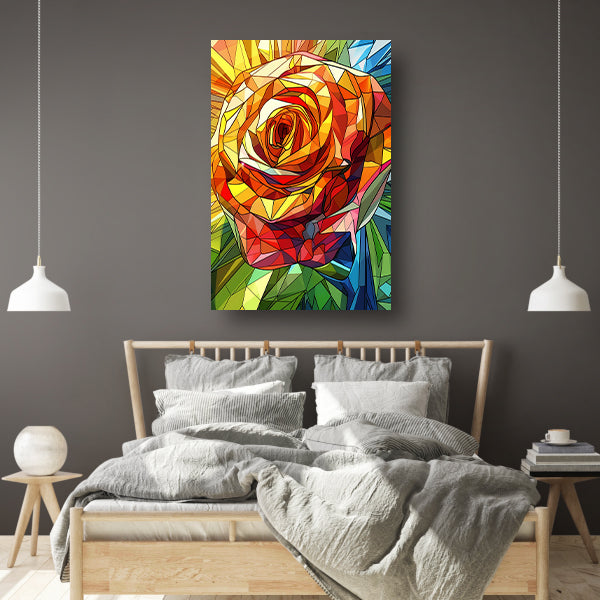 Abstract kleurrijk schilderij van een roos canvas