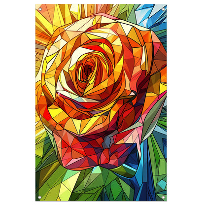 Abstract kleurrijk schilderij van een roos tuinposter