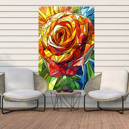 Abstract kleurrijk schilderij van een roos tuinposter