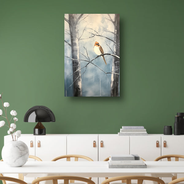 Winterse rustplaats voor een solitaire vogel canvas