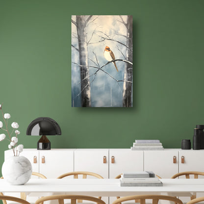 Winterse rustplaats voor een solitaire vogel canvas