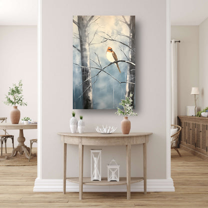 Winterse rustplaats voor een solitaire vogel canvas