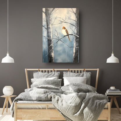 Winterse rustplaats voor een solitaire vogel canvas