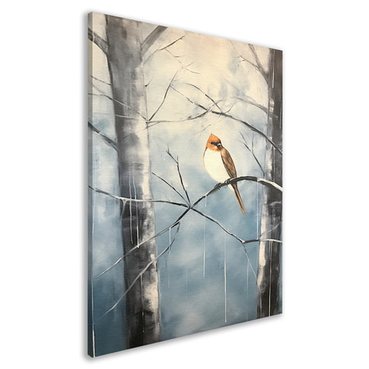 Winterse rustplaats voor een solitaire vogel canvas