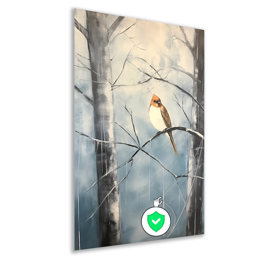 Winterse rustplaats voor een solitaire vogel poster