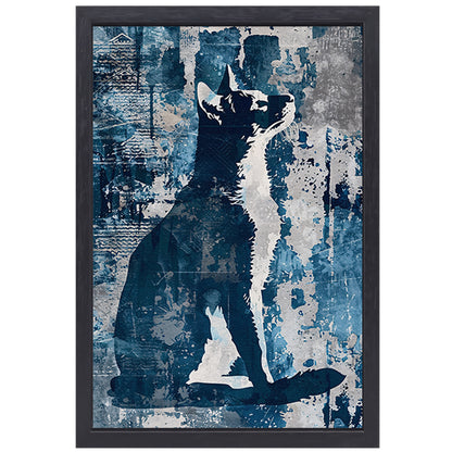 Abstracte digitale kunst van een kat canvas met baklijst
