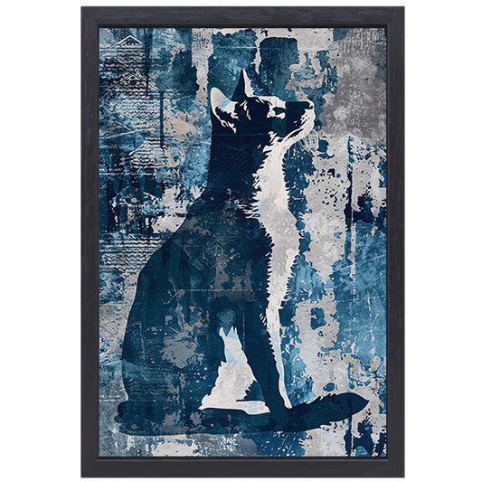 Abstracte digitale kunst van een kat canvas met baklijst
