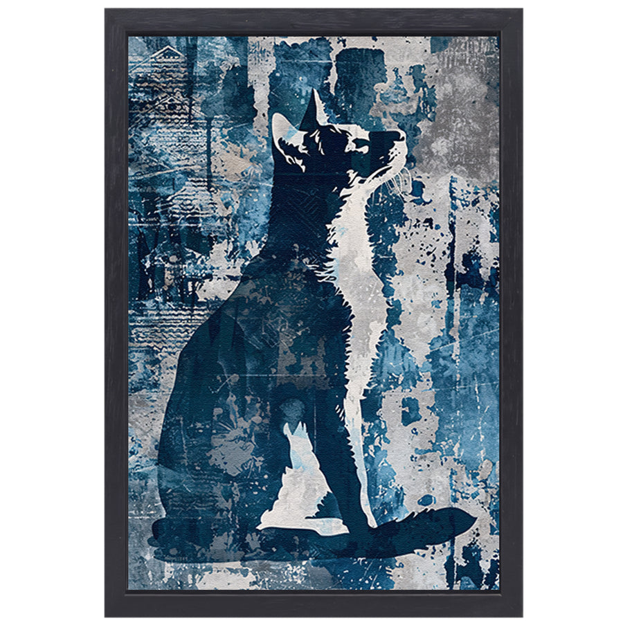Abstracte digitale kunst van een kat canvas met baklijst