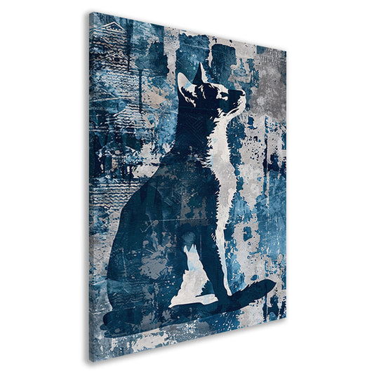 Abstracte digitale kunst van een kat canvas