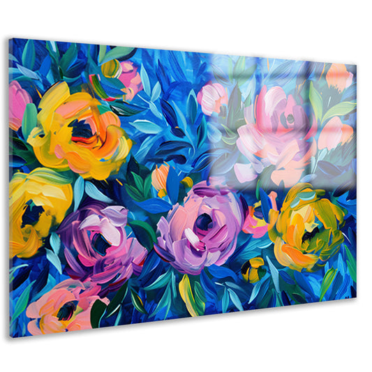 Kleurrijke Abstracte Impressie van Bloemen in Kunst acrylglas