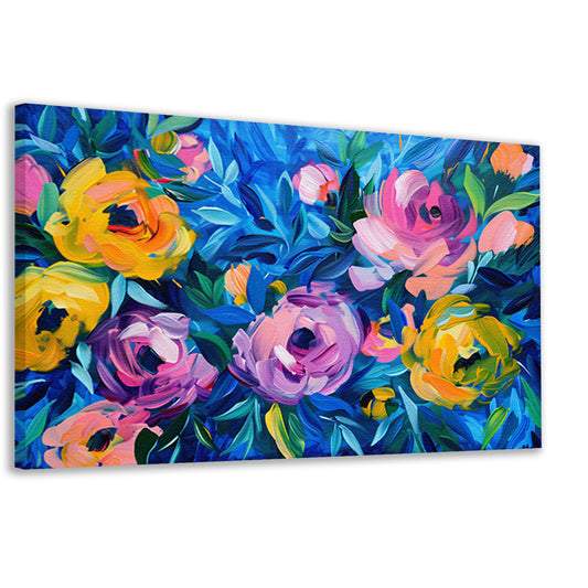 Kleurrijke Abstracte Impressie van Bloemen in Kunst canvas