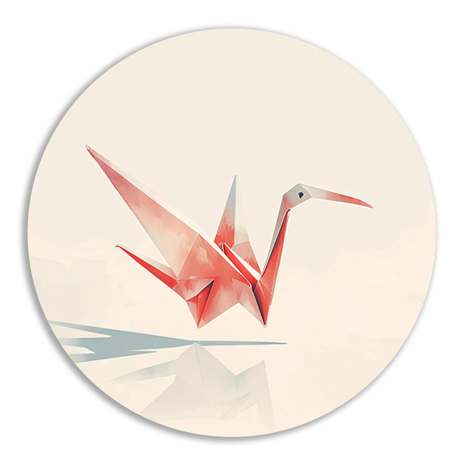 Rode origami kraanvogel met schaduw   forex muurcirkel