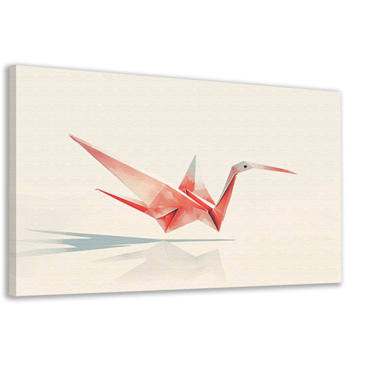 Rode origami kraanvogel met schaduw   canvas