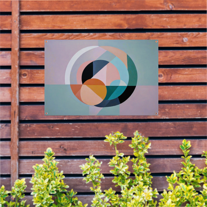 Pasteltinten en Geometrie in Minimalistisch Design tuinposter