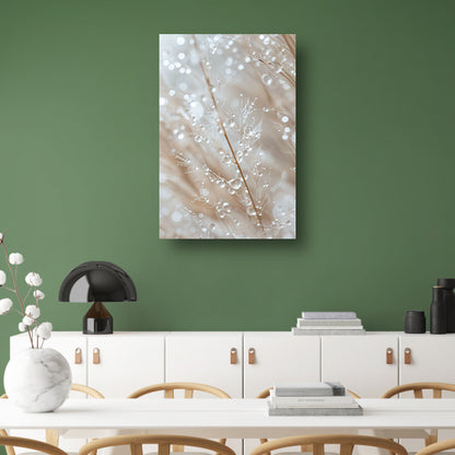 Glinsterende dauwdruppels op grashalmen canvas