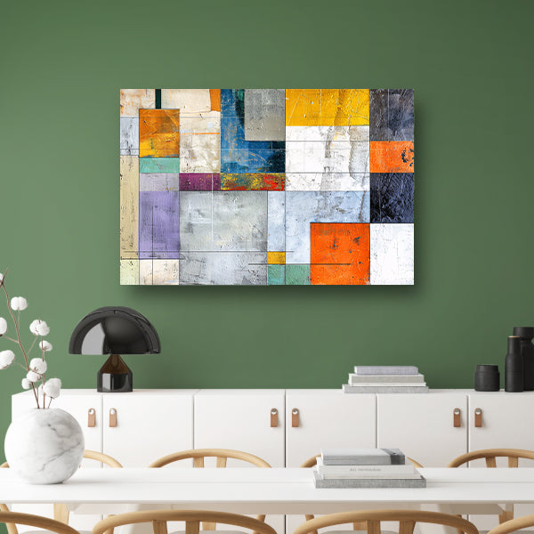 Abstracte geometrische kunst met levendige kleuren acrylglas