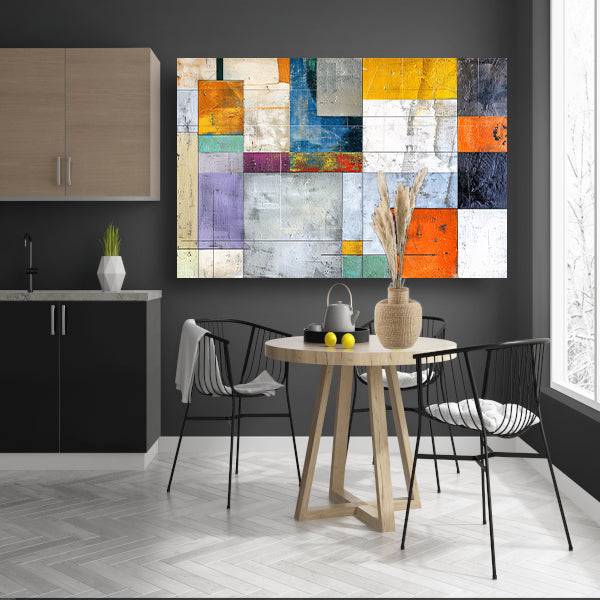 Abstracte geometrische kunst met levendige kleuren canvas met baklijst