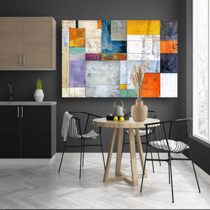 Abstracte geometrische kunst met levendige kleuren canvas met baklijst