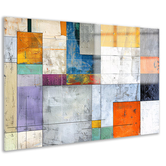 Abstracte geometrische kunst met levendige kleuren acrylglas