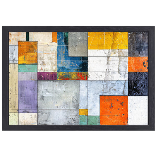 Abstracte geometrische kunst met levendige kleuren canvas met baklijst