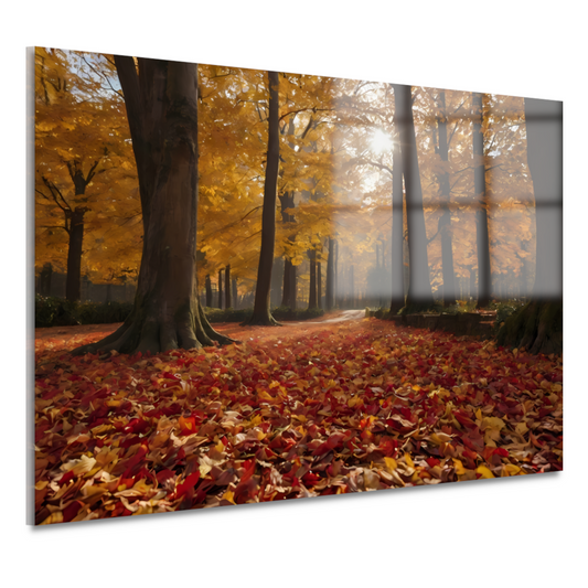 Herfstbladeren en Zonnestralen in het Bos acrylglas