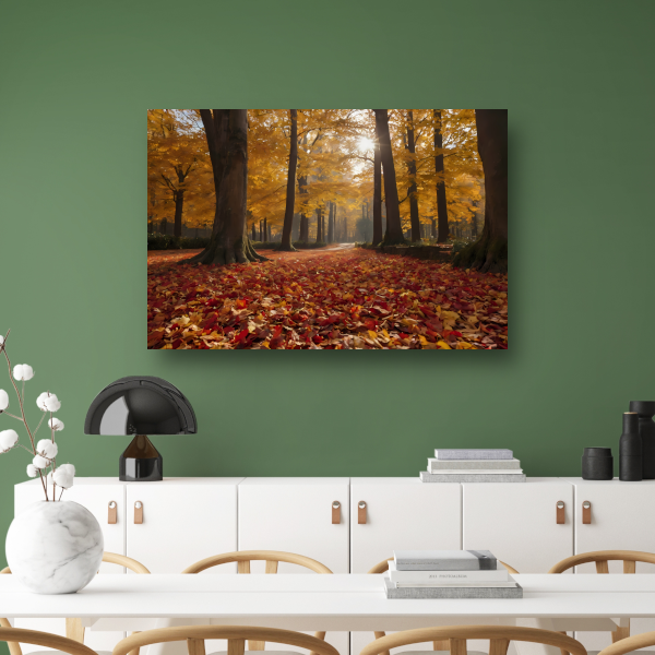 Herfstbladeren en Zonnestralen in het Bos canvas