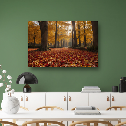 Herfstbladeren en Zonnestralen in het Bos poster