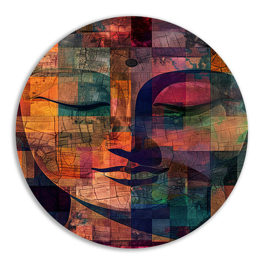 Abstracte kleurrijke Boeddha mozaïek kunstwerk forex muurcirkel