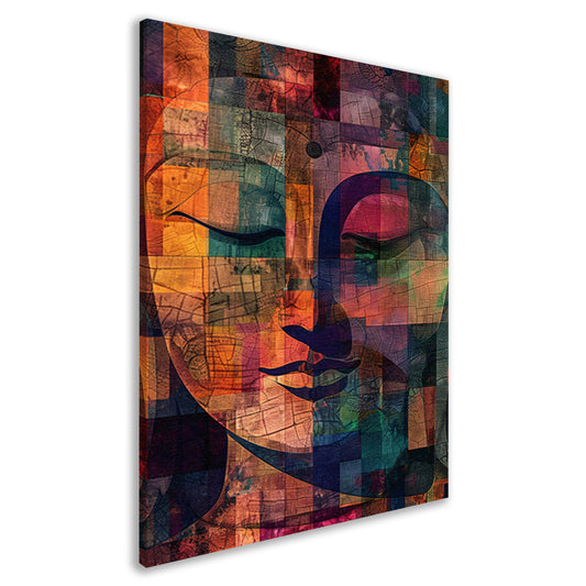 Abstracte kleurrijke Boeddha mozaïek kunstwerk canvas