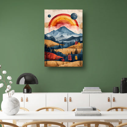 Herfstlandschap met buitenaardse planeten poster