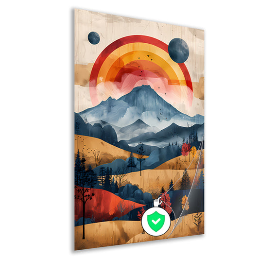 Herfstlandschap met buitenaardse planeten poster
