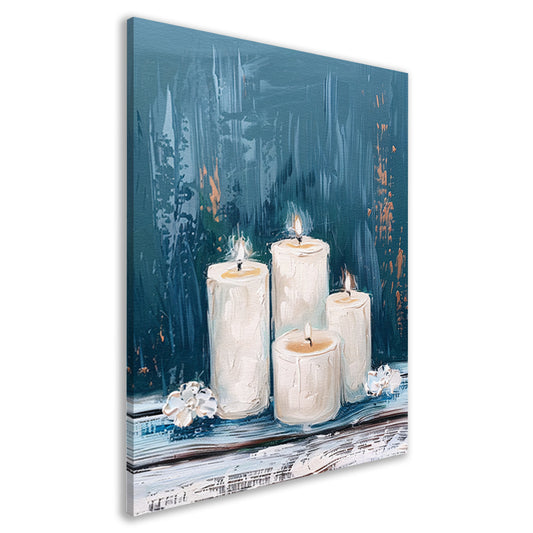 Prachtig realistisch schilderij van brandende kaarsen canvas