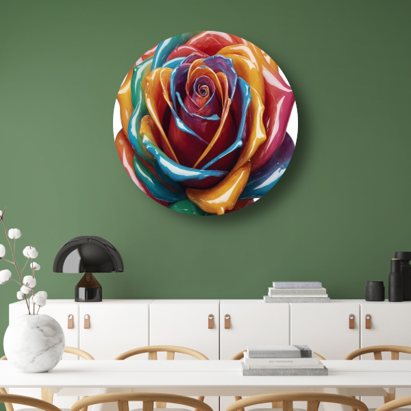 Abstracte Dans van Kleuren Roos aluminium muurcirkel