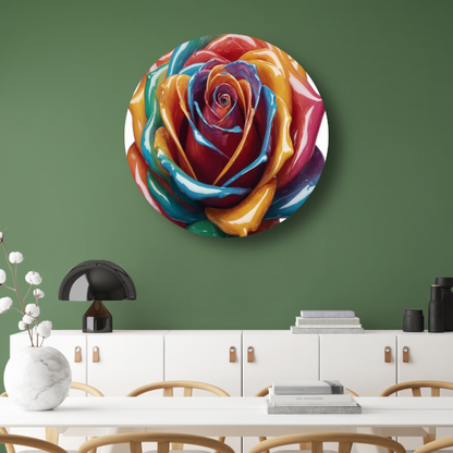 Abstracte Dans van Kleuren Roos aluminium muurcirkel