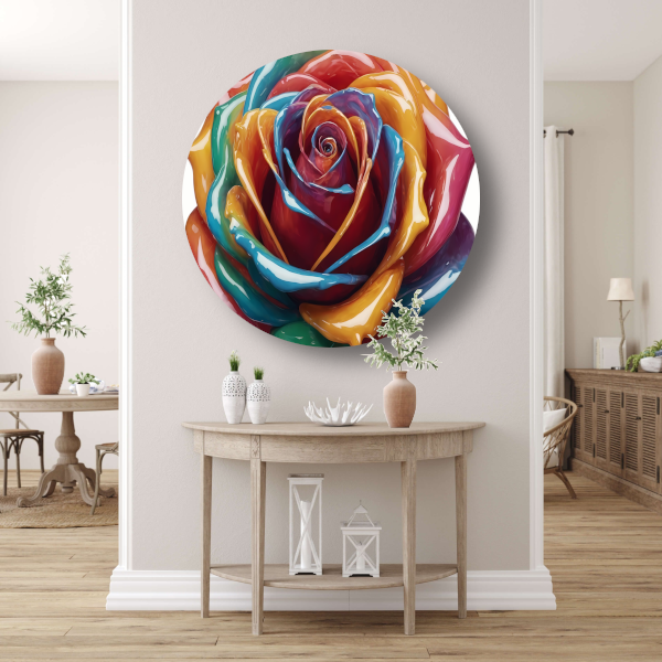 Abstracte Dans van Kleuren Roos aluminium muurcirkel