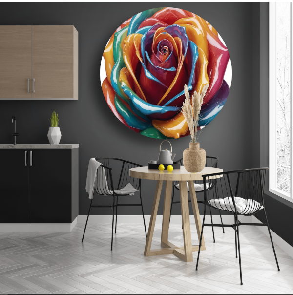 Abstracte Dans van Kleuren Roos aluminium muurcirkel