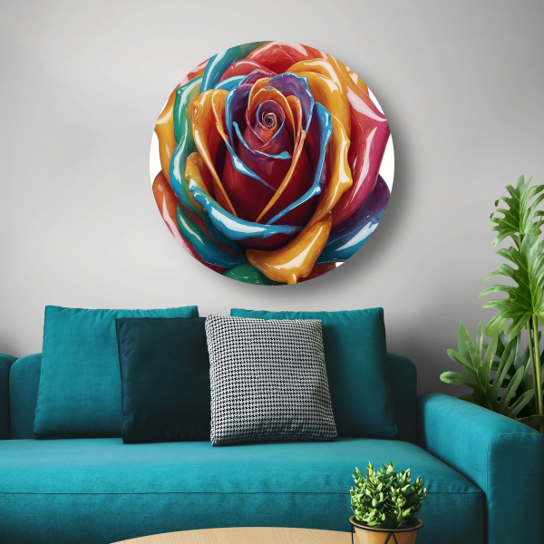 Abstracte Dans van Kleuren Roos aluminium muurcirkel