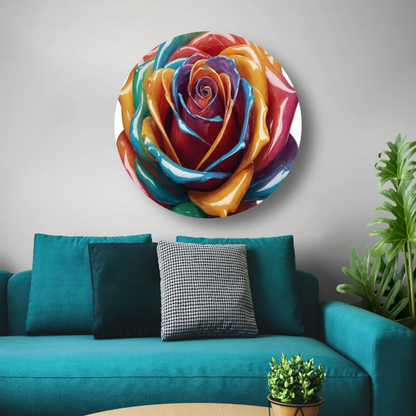 Abstracte Dans van Kleuren Roos aluminium muurcirkel