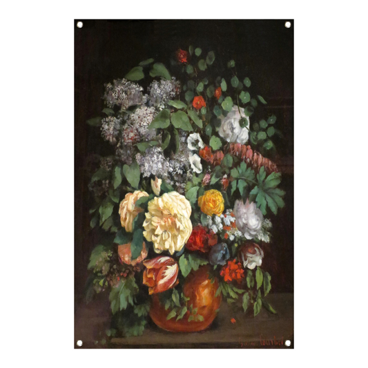 Vaas met seringen, rozen en tulpen - Gustave Courbet tuinposter