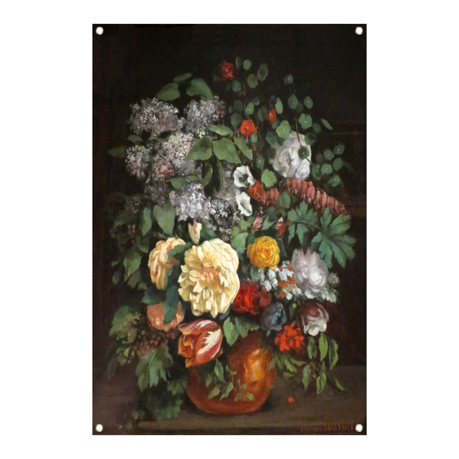 Vaas met seringen, rozen en tulpen - Gustave Courbet tuinposter