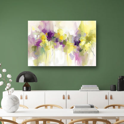 Abstract bloemenveld schilderij met levendige kleuren canvas