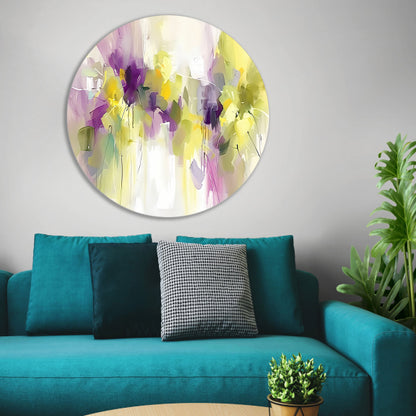 Abstract bloemenveld schilderij met levendige kleuren forex muurcirkel