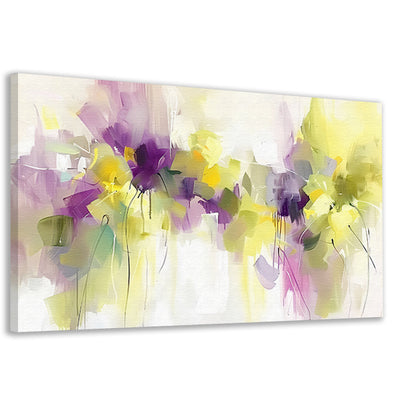 Abstract bloemenveld schilderij met levendige kleuren canvas