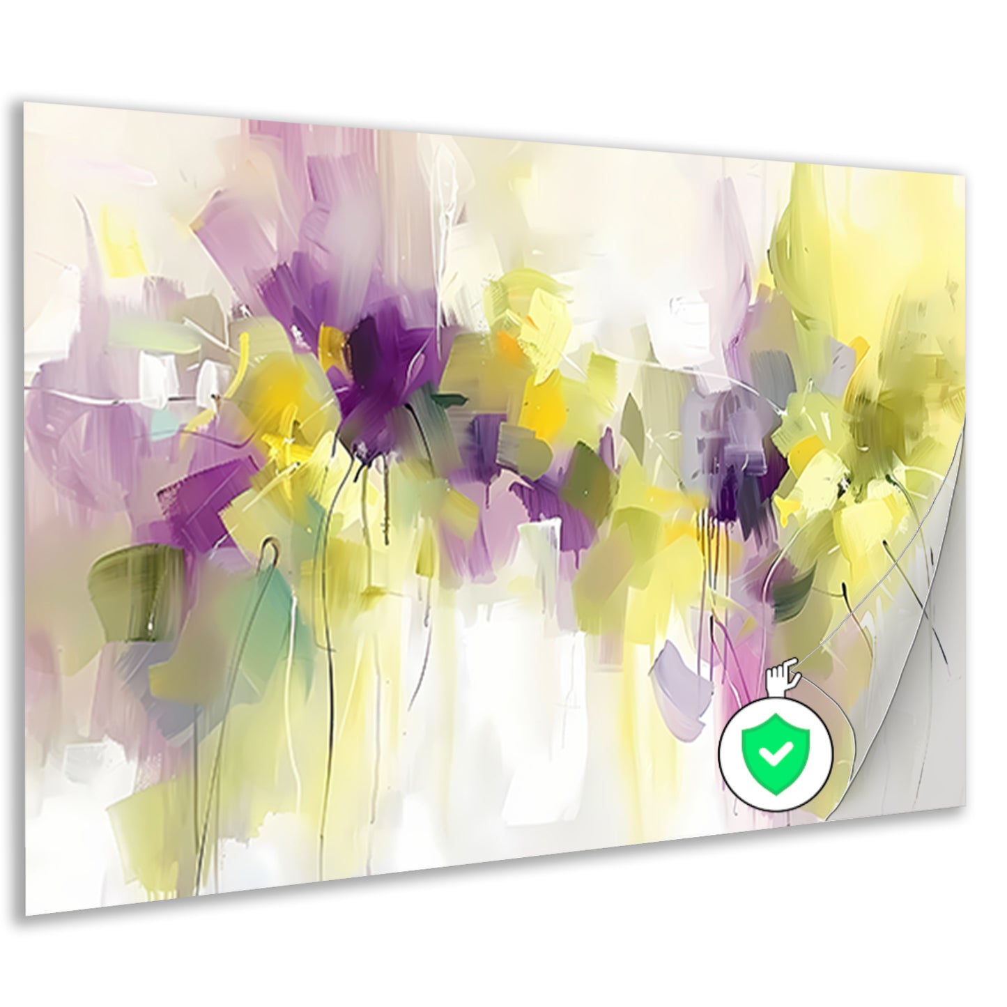Abstract bloemenveld schilderij met levendige kleuren poster