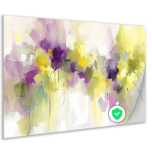 Abstract bloemenveld schilderij met levendige kleuren poster